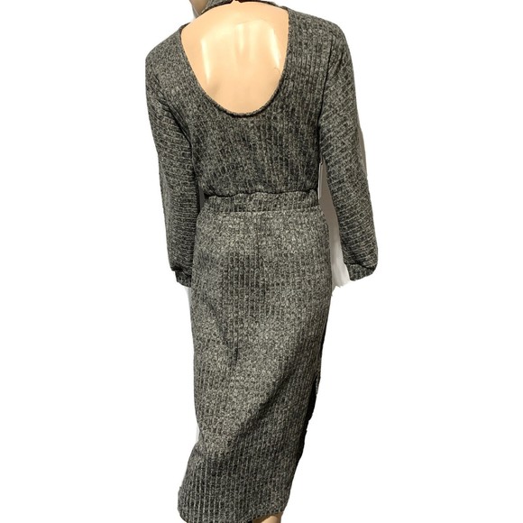 FLORET STUDIOS Sweater Dress Midi Ribbed Cutout Back Long Sleeve S SMALL NWT - Picture 5 of 13